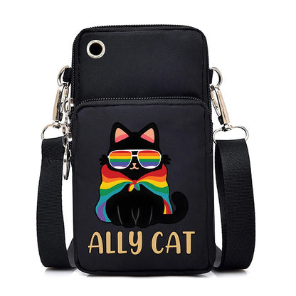 2024 Zipper Small Crossbody Bags Cartoon Anime Cat Women's Shoulder Purses and Handbags Girls Fashion Animal Mobile Phone Bag