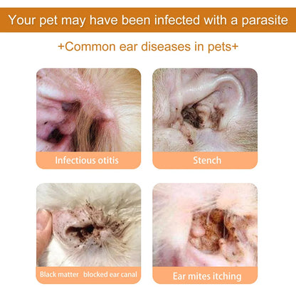 Pets Ear Cleaner Drops Prevents Itching Infection Inflammation Control Cats Ear Odors Dogs Removes Ear Mites Cleaning Liquid Set