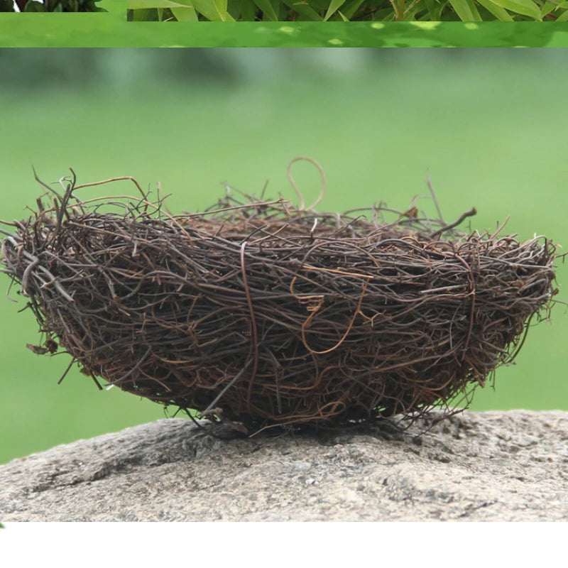 Bird Cage Round Rattan Bird Nest Easter Handmade DIY Craft Vine Simulation Bird Nest Egg Decor Props Home Garden Window Display