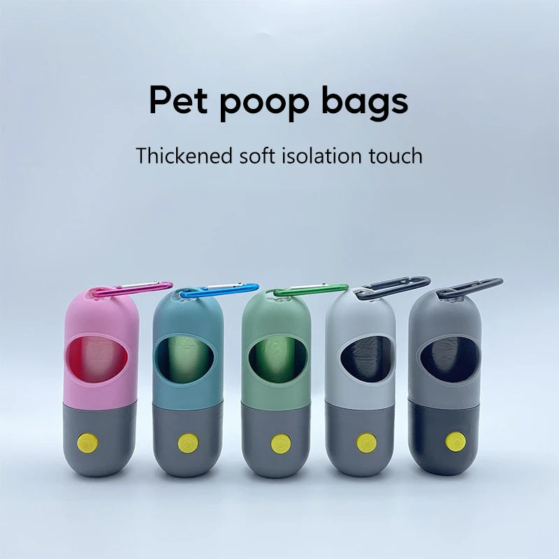 Led Light Dog Poop Bags Dispenser Degradable Waste Bag Outdoor Portable Pet Trash Bags Dog Cat Cleaning Supplies Accessories
