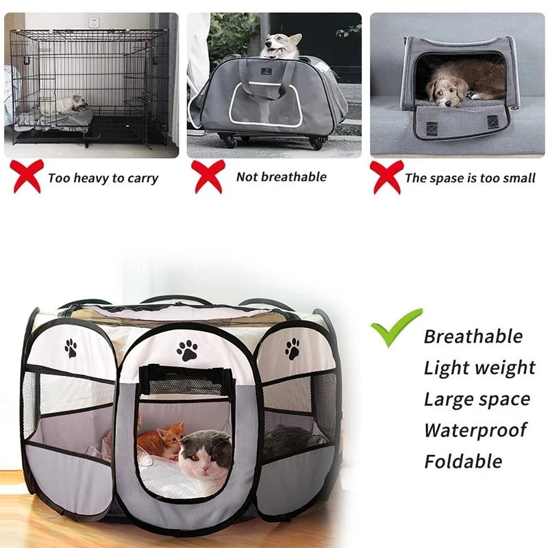 Portable Foldable Pet Tent Kennel Octagonal Fence Puppy Shelter Easy To Use Outdoor Easy Operation Large Dog Cages Cat Fences