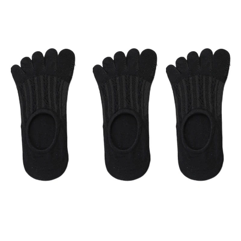 3Pairs Women's Socks Fashion Cotton Breathable Invisible Ankle Short Boat Socks Open Toe Sweat-absorbing Elasticity Ladies Sox