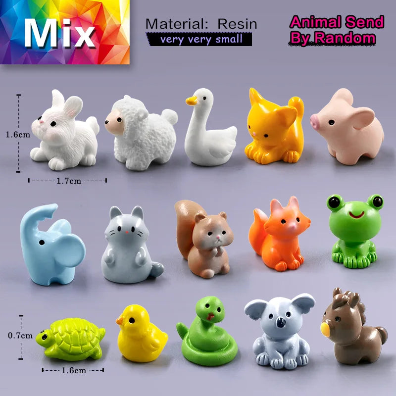 10Pc Squirrel Fox Rabbit Sheep Duck Pig Cat Horse Frog Turtle Snake Koala Figurine Miniature Fairy Garden Decoration