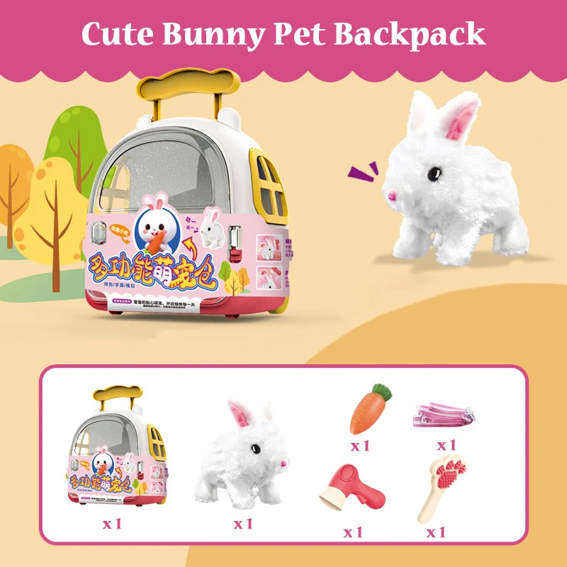 Children Pretend Play Simulation Plush Animals Eelectric Walking Cute Stuffed Dog Cat Backpack