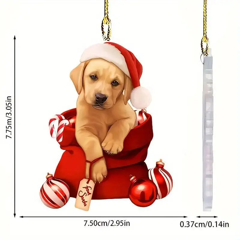 New 2D Flat Dog Puppy Acrylic Keychain Backpack Car Hanging PendantChristmas Festival Decoration