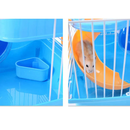 Large Hamster Cage Three Layers Chinchilla Cage Includes Water Bottle Exercise Wheel Dish Hamster Hide- Out Small House for