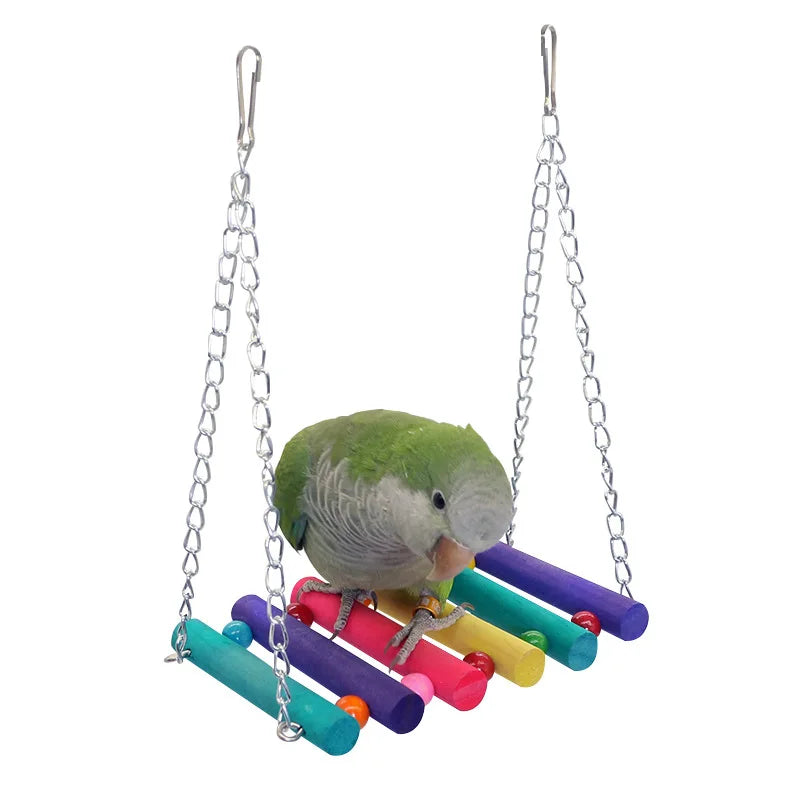 Parrot Bird Toys Suspension Hanging Bridge Chain Pet Bird Parrot Bite Chew Toys Bird Cage Toys for Parrots Birds Decor