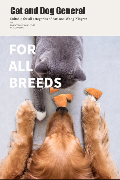 寵物零食冷凍乾燥鮭魚肉塊增肥毛鰓加鈣貓零食鮭魚乾狗零食