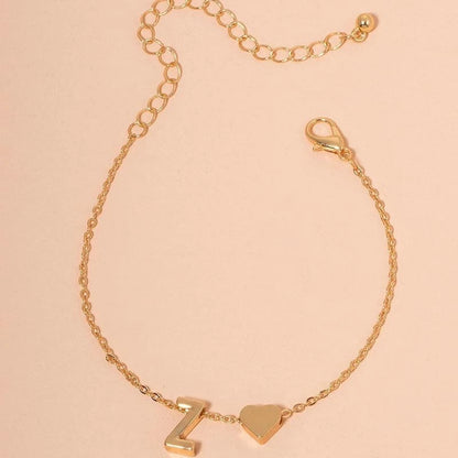 Fashion English Initial Letter Heart Bracelet DIY Personalized Name Bracelets Girls Women Anniversary Jewelry Gifts