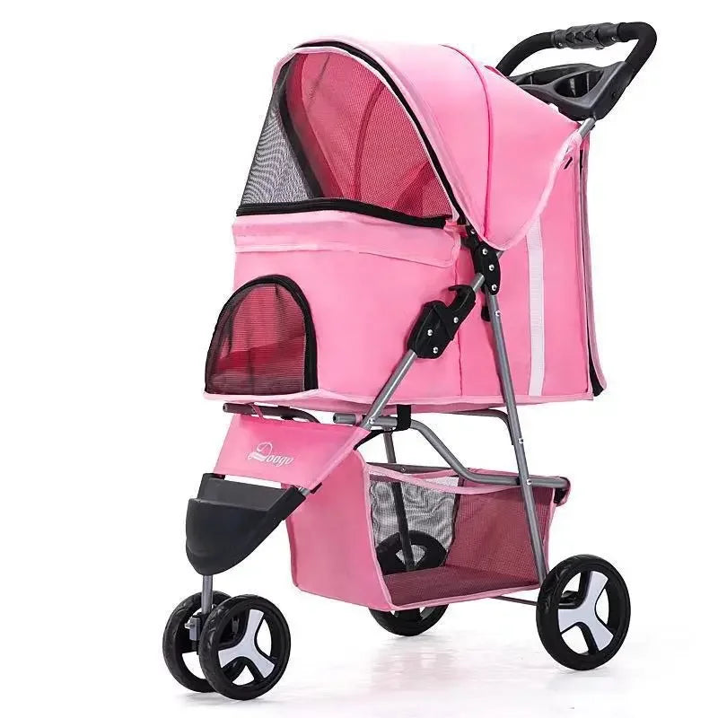 Lightweight Folding Pet Trolley Cat, Dog and Cart Three-wheeled Pet Cart Go Out Cart Supplies Dog Stroller