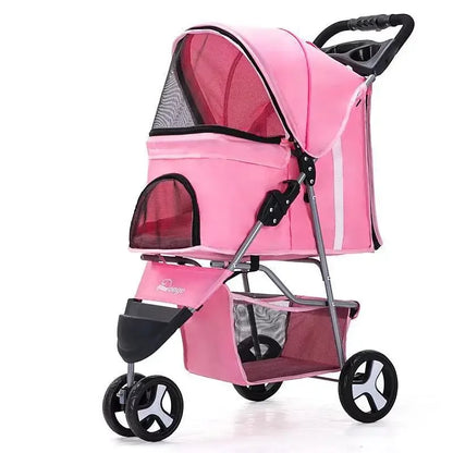 Lightweight Folding Pet Trolley Cat, Dog and Cart Three-wheeled Pet Cart Go Out Cart Supplies Dog Stroller