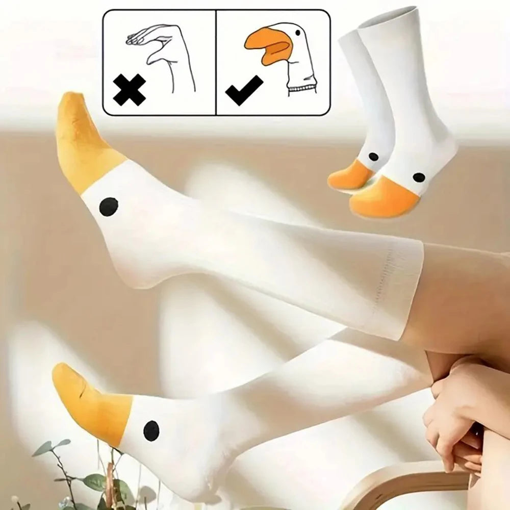 1 Pair petshomesupplies Cartoon Women Socks Fashionable And Versatile Cute Design Funny Goose Breathable Soft Comfortable Women Casual Socks﻿