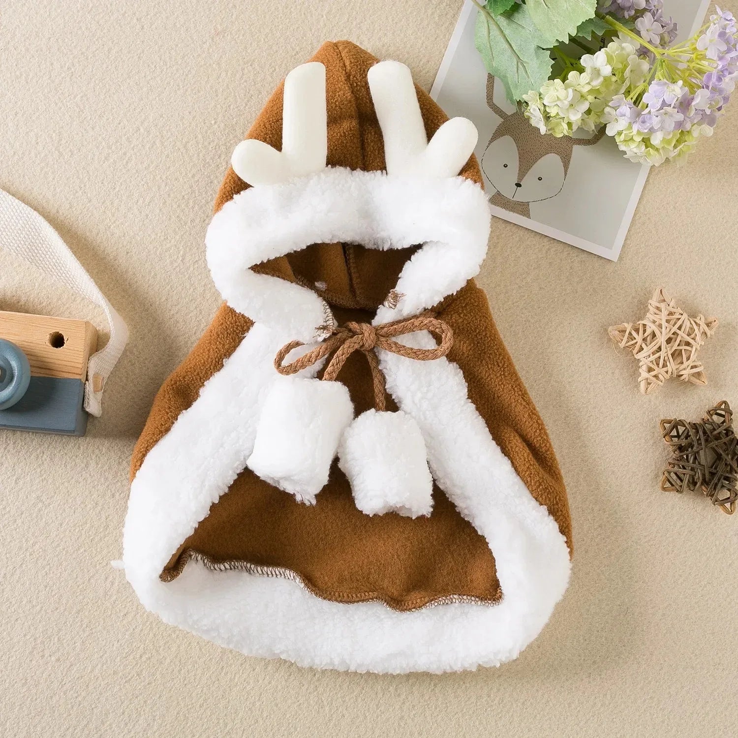 Pet Costumes Cute Christmas Cloak Cosplay Costume For Kittens Dog Clothes Antler Decoration Winter Warmth Pet Supplies