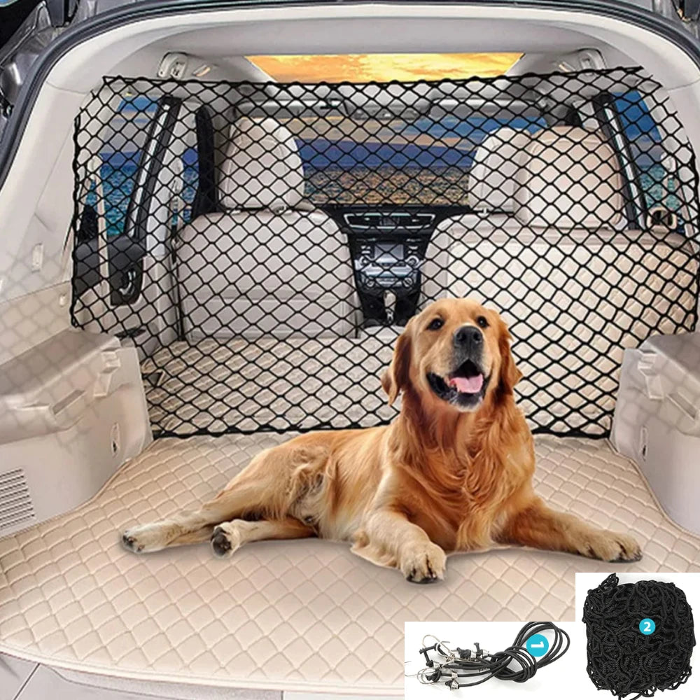 Pet Car Barrier Net Elastic Durable Dog Car Safety Barrier Net Foldable Car Dog Fence Barrier Universal Auto with Hooks New 2024