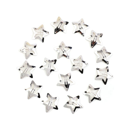Petshomesupplies 10/100Pcs Silver Star Hair Clips for Girls Filigree Star Metal Snap Clip Hairpins Barrettes Hair jewelry Nickle Free Lead Free