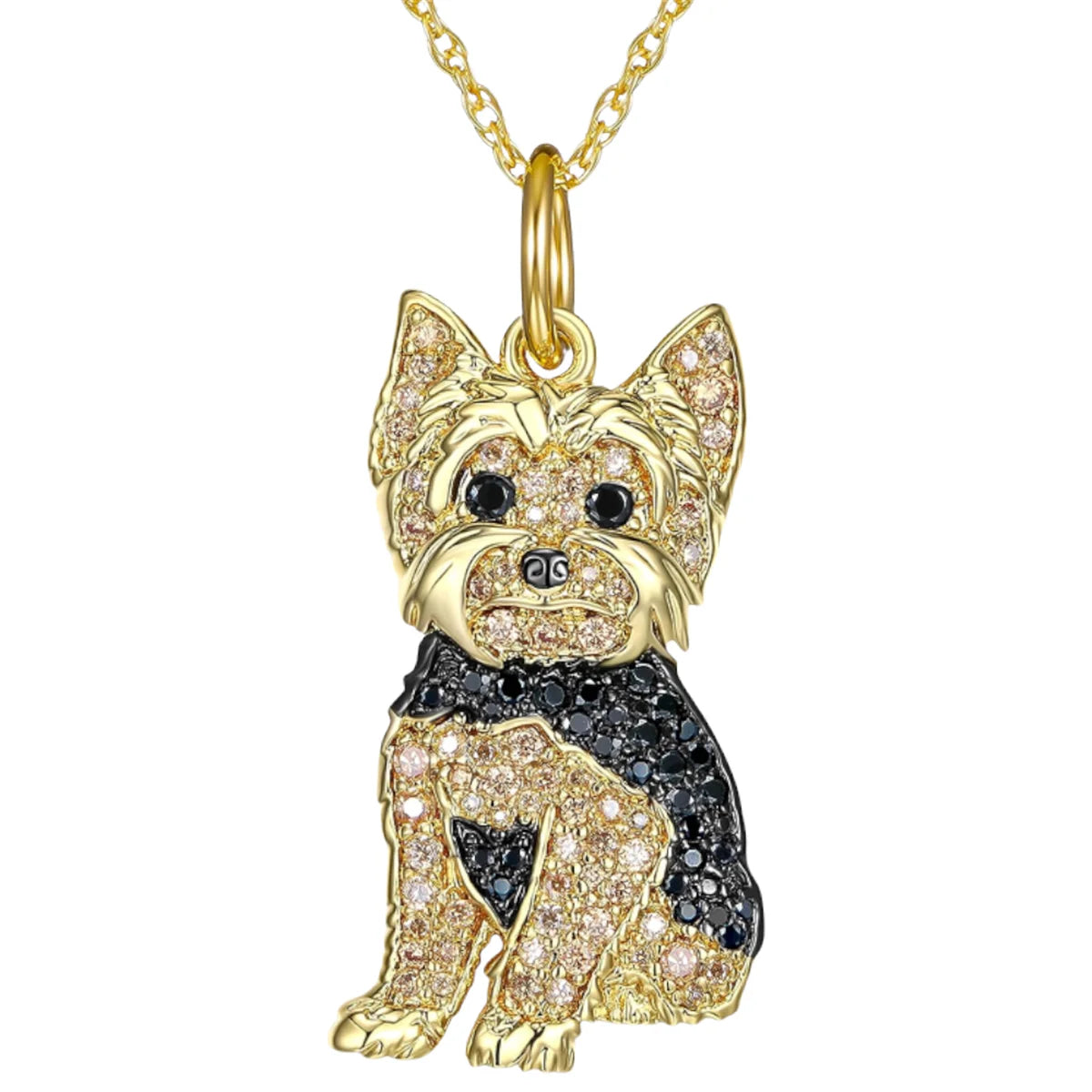 Creative Cute Two-Color Yorkshire Pendant Necklace for Women Pet Puppy Jewelry Animal Accessories Birthday Gift for Dog Lovers