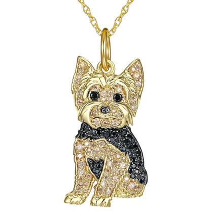 Creative Cute Two-Color Yorkshire Pendant Necklace for Women Pet Puppy Jewelry Animal Accessories Birthday Gift for Dog Lovers