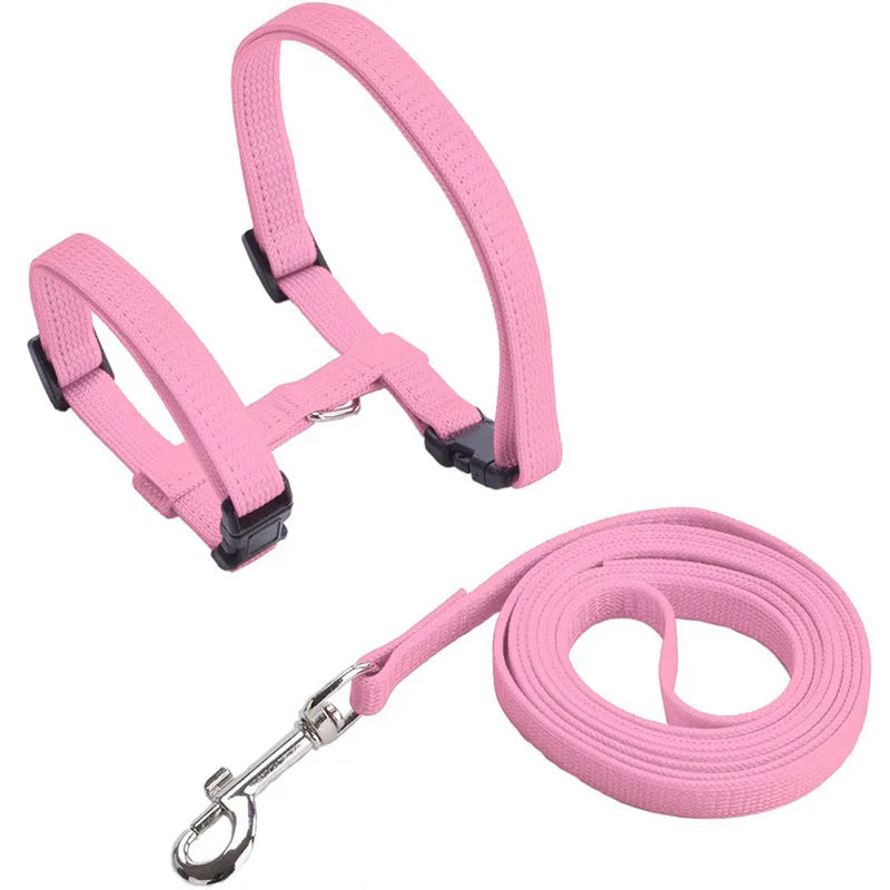 Low Price Rabbit Cat Harness and Leash Set Adjustable Nylon Harnesses for Bunny Kitten Pet Outdoor Walking Supplies Accessories