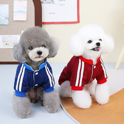 ペット犬V字型スプライシングコート厚手暖かい
