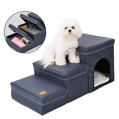 Foldable Dog Stairs With Storage for Small to Medium Dogs