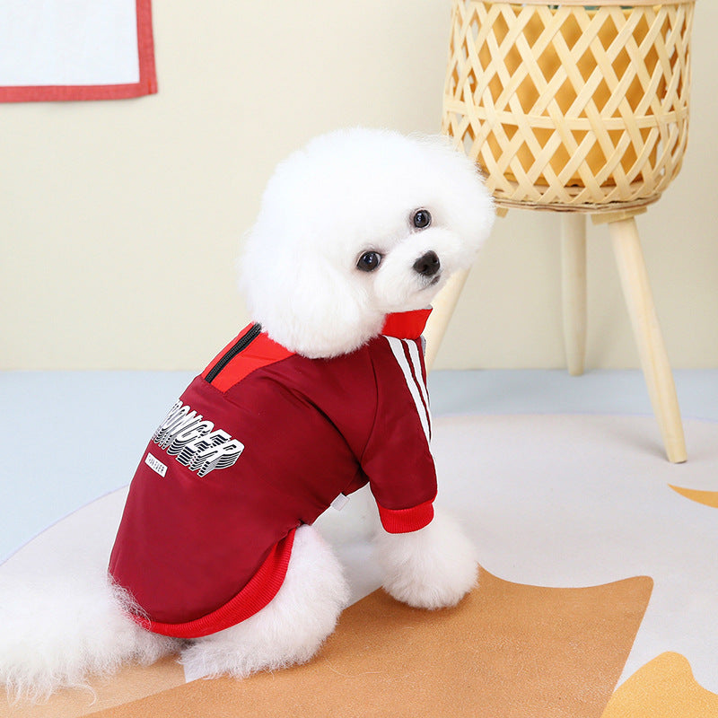 ペット犬V字型スプライシングコート厚手暖かい