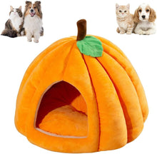 pumpkin cat bed, cat cave bed, cat tent house, Halloween cat house, warm cat bed indoor, plush pumpkin cat cave, small dog cave bed, kitten sleeping bed, washable cat cave, cozy cat house