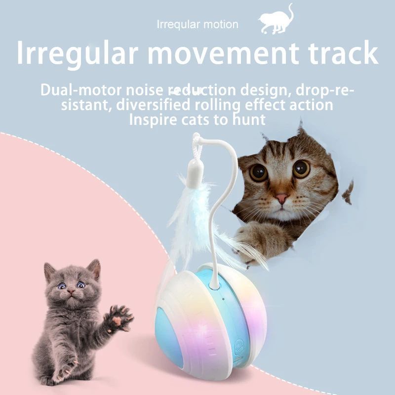 Pet Electric Toy Ball Feather Teaser Cat Stick