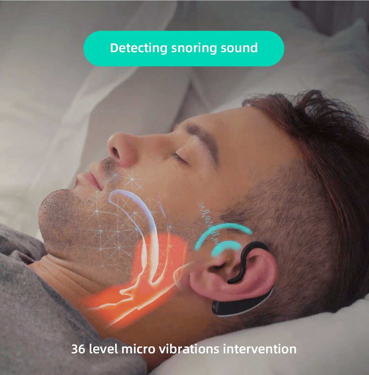24小時藍牙防打鼾器充電式防打鼾耳機助眠器打鼾分析睡眠數據良好睡眠