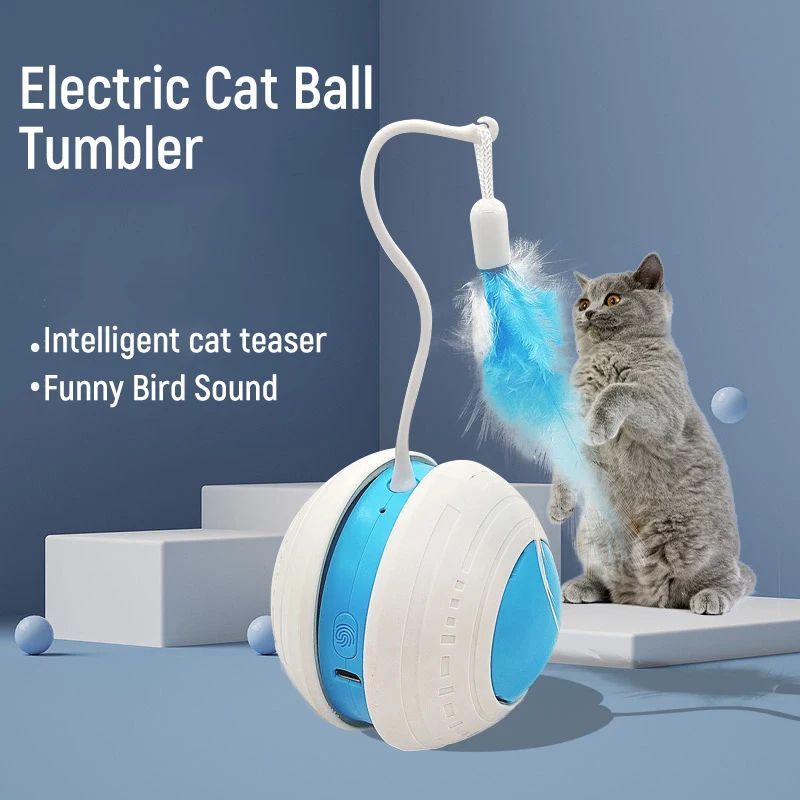 Pet Electric Toy Ball Feather Teaser Cat Stick