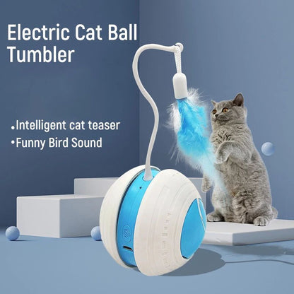 Pet Electric Toy Ball Feather Teaser Cat Stick