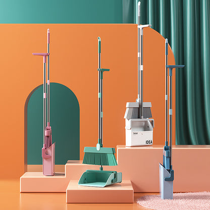 Standing Broom With Comb Teeth Dustpan Set