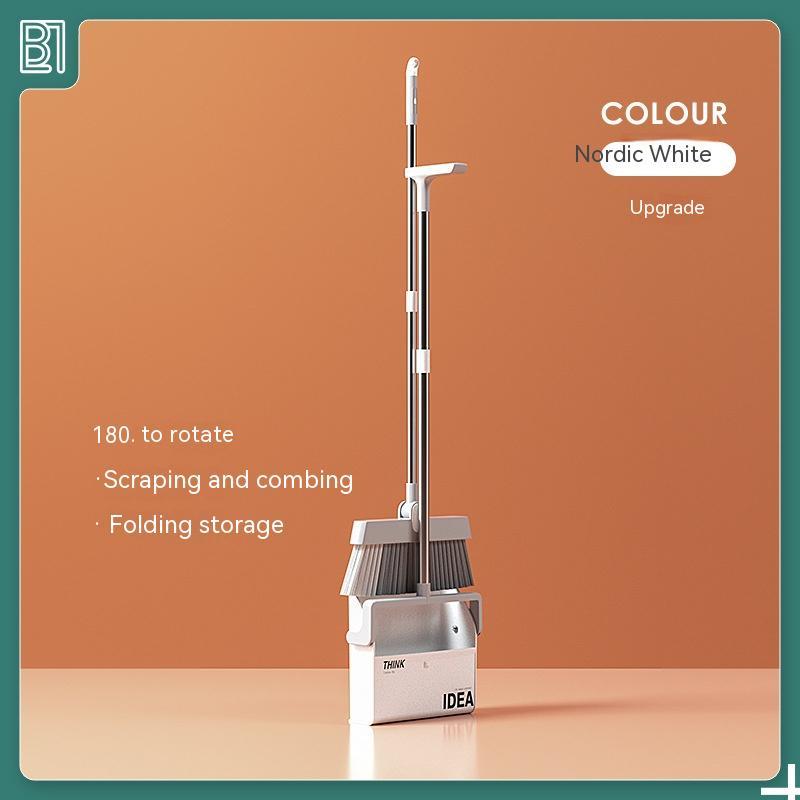 Standing Broom With Comb Teeth Dustpan Set