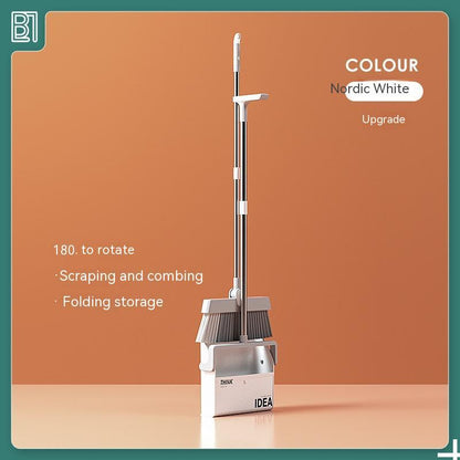 Standing Broom With Comb Teeth Dustpan Set