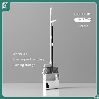Standing Broom With Comb Teeth Dustpan Set
