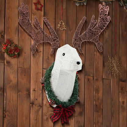 Deer Head Flower Wreath Wall Mounted Warm White Light
