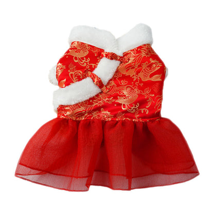 Dog New Year Festive Thick Cotton Warm Skirt